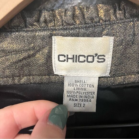 Chicos GOLDEN TRINKET ROYALTY JACKET BREADED
INDIGO/BRONZE FOIL 2/Large - Picture 11 of 14